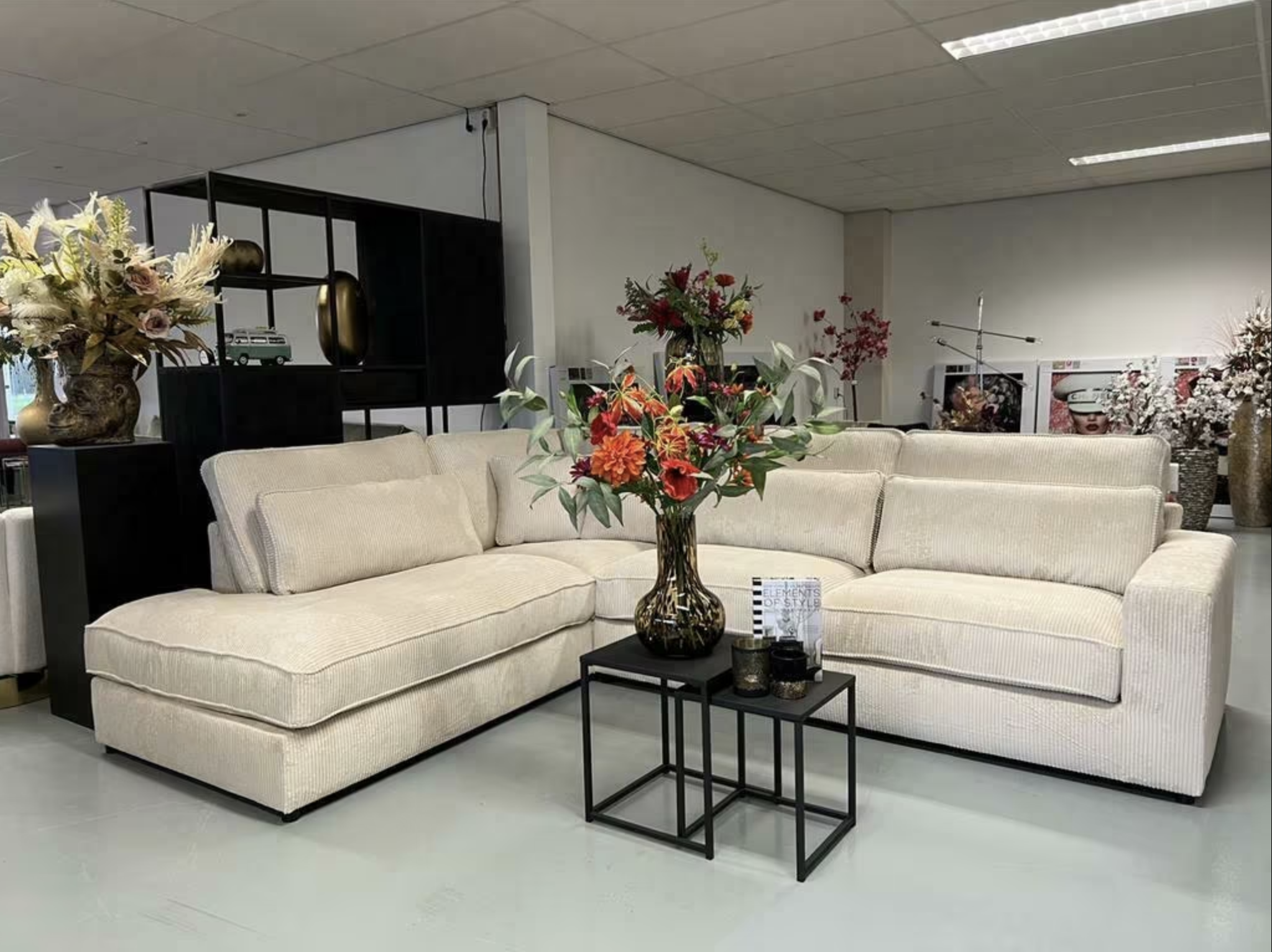Luxe Ribstof Hoekbank Beige 250x315cm NIEUW