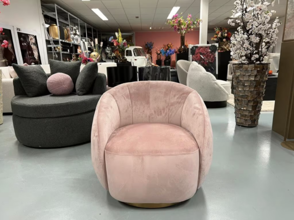 Luxe Roze Velvet Draaifauteuil Tess - NIEUW