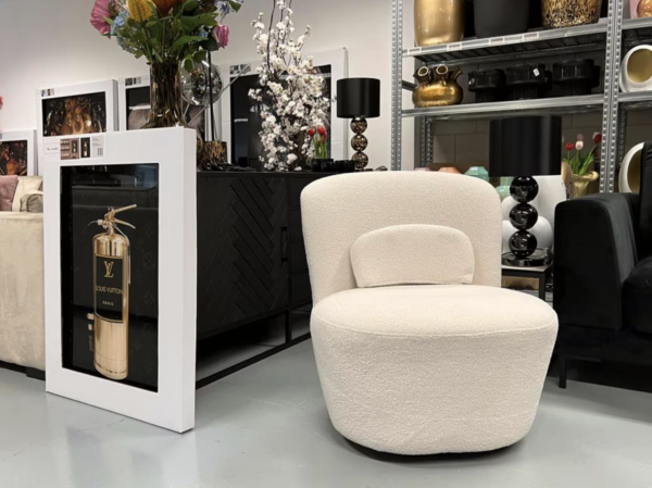 Luxe Teddy Draaifauteuil Quinty Wit - NIEUW