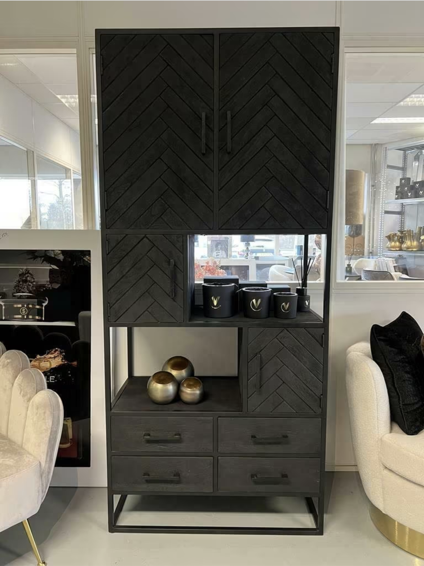 Luxe Vakkenkast New York Zwart | 90 cm | NIEUW