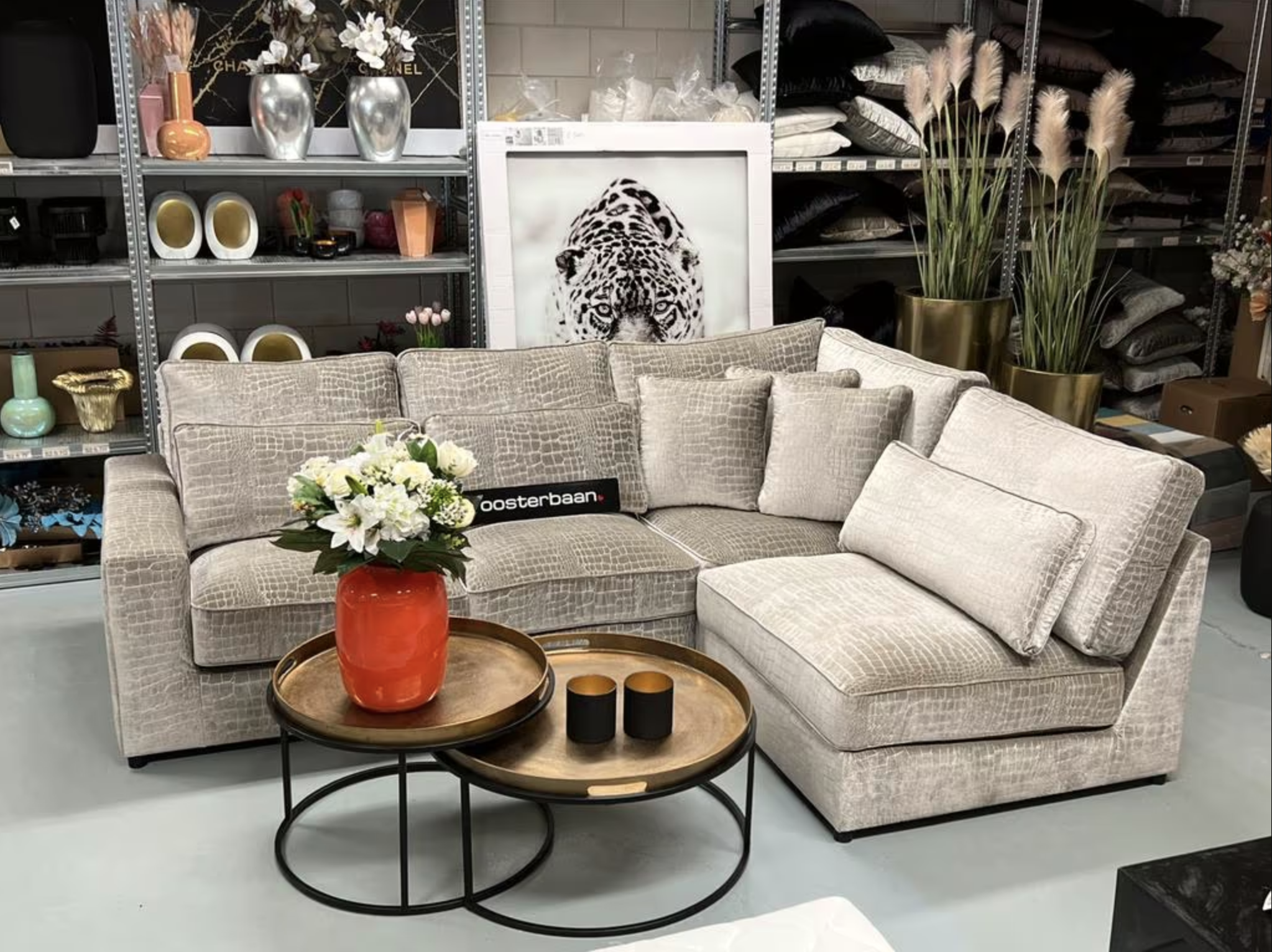 Luxe Velvet Croco Hoekbank Pocket 260x190cm NIEUW