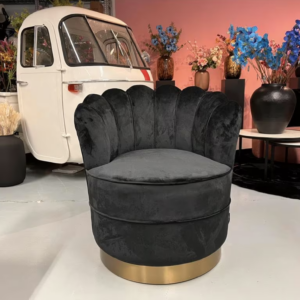 Luxe Velvet Draaifauteuil SiSi Zwart – NIEUW