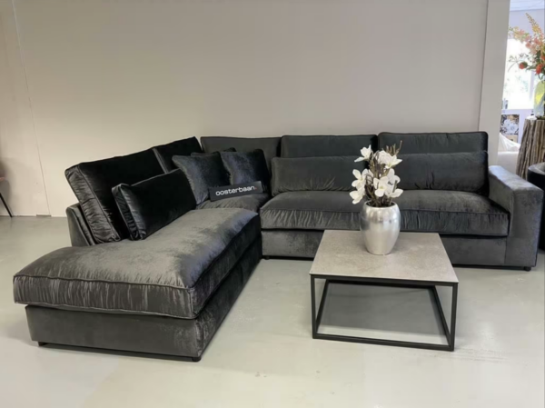 Luxe Velvet Hoekbank Grijs Chique 250x315cm Pocket - NIEUW