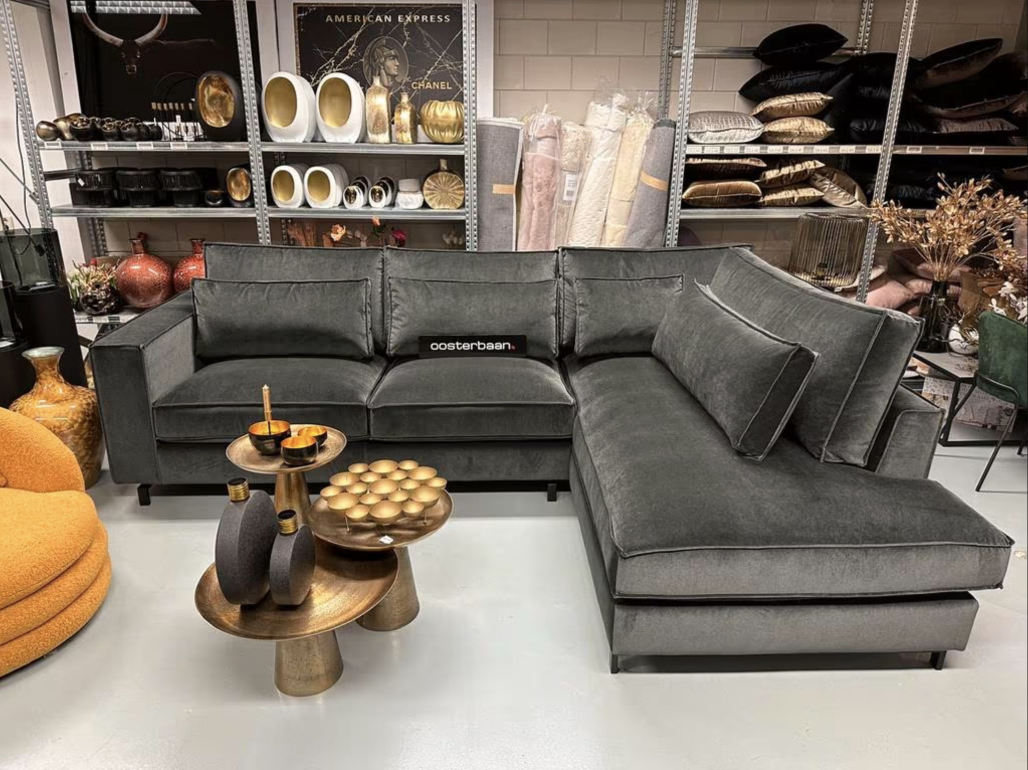 Luxe Velvet Hoekbank King 310x220cm NIEUW - Genova801 Grijs