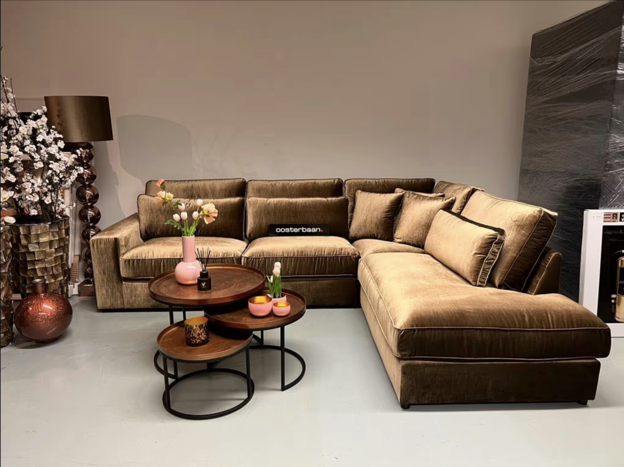 Luxe Velvet Hoekbank Pocket 310x250cm NIEUW - Kemer104