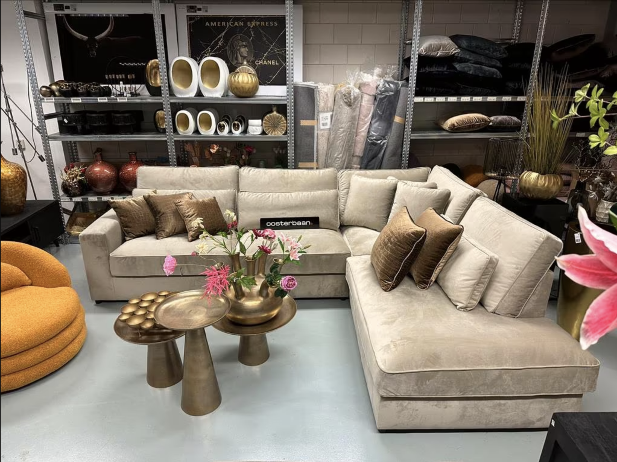 Luxe Velvet Hoekbank Pocket 310x250cm Quartz903 NIEUW