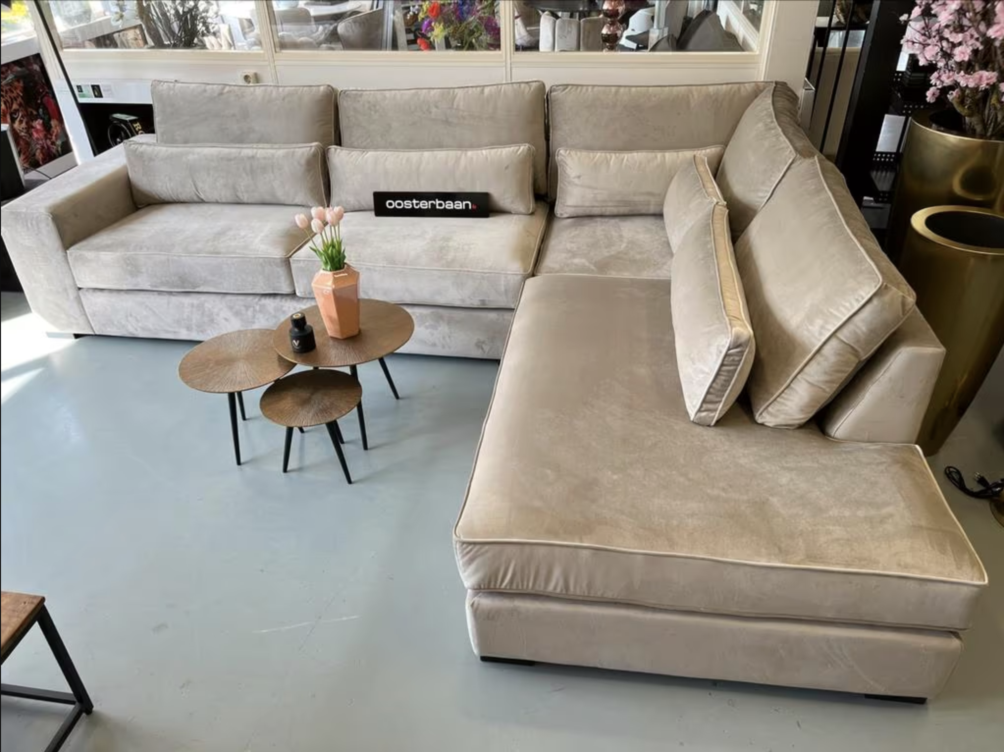 Luxe Velvet Hoekbank Pocket 340x260cm NIEUW - Khaki