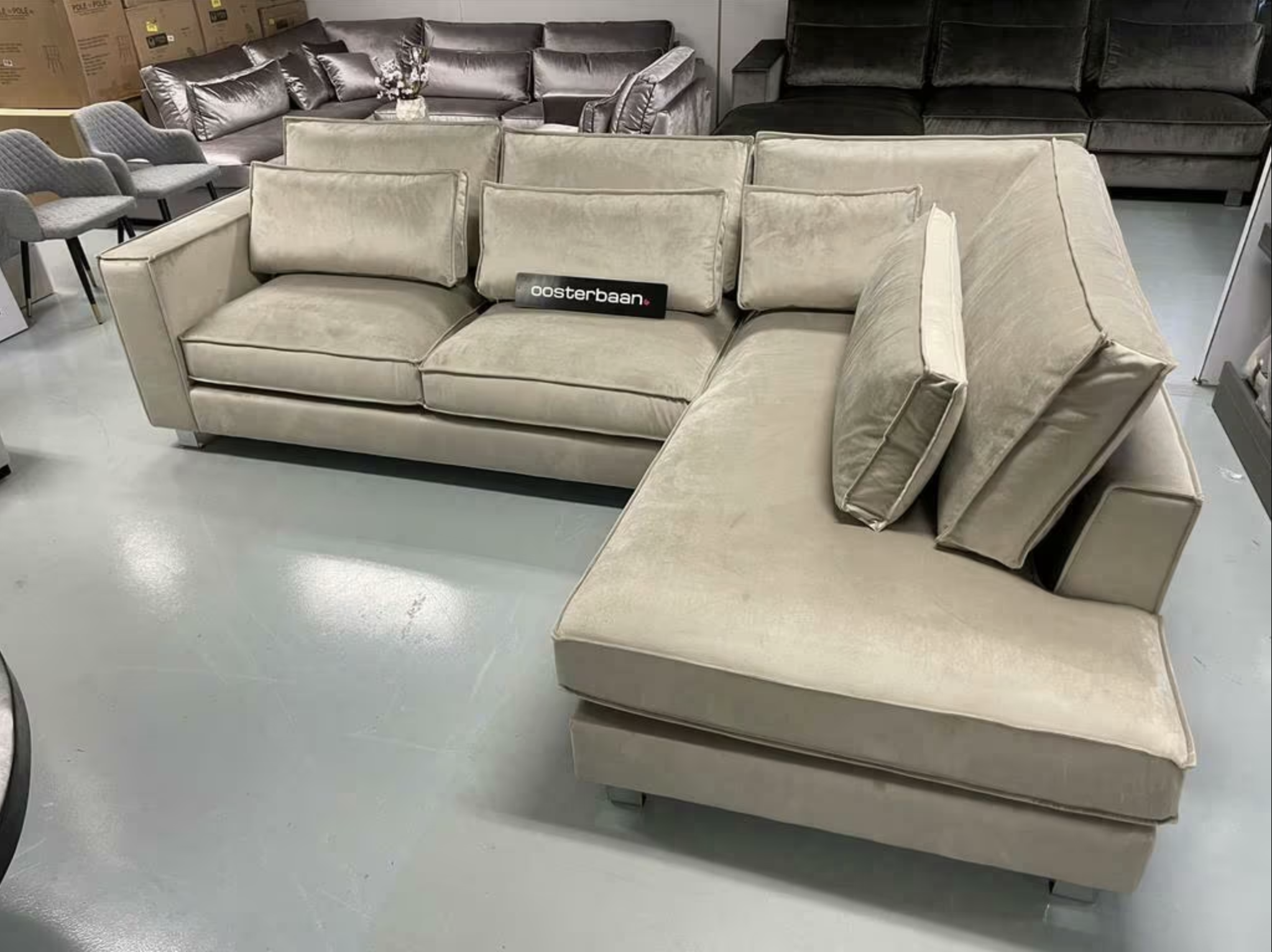 Luxe Velvet Khaki Hoekbank King 310x220cm - NIEUW