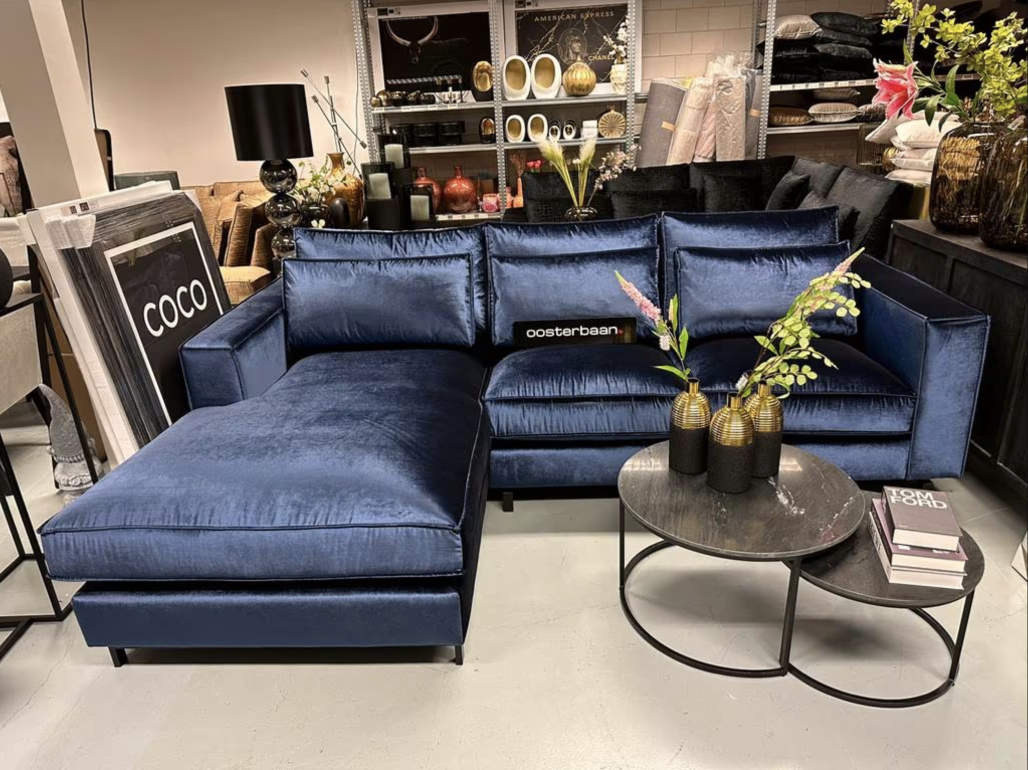Luxe Velvet Loungebank King 200x290cm Blue Blauw