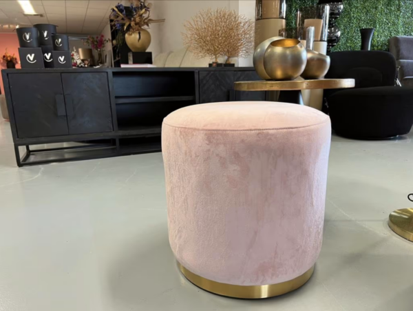 Luxe Velvet Roze Poef Shelly - NIEUW