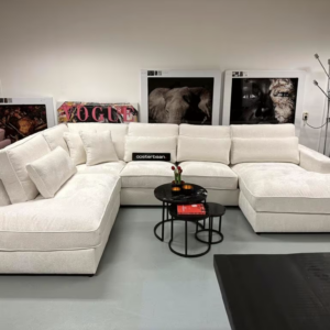 Luxe Velvet U-Bank Pocket 220x360x170cm Bergen904 stof – NIEUW