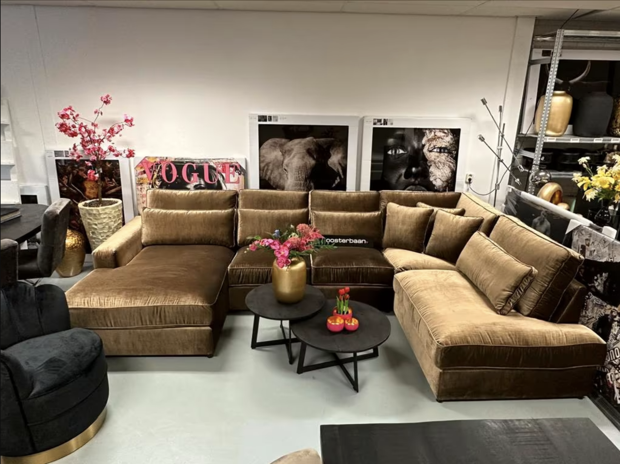 Luxe Velvet Ubank Pocket 170x360x220cm Kemer104 Goud