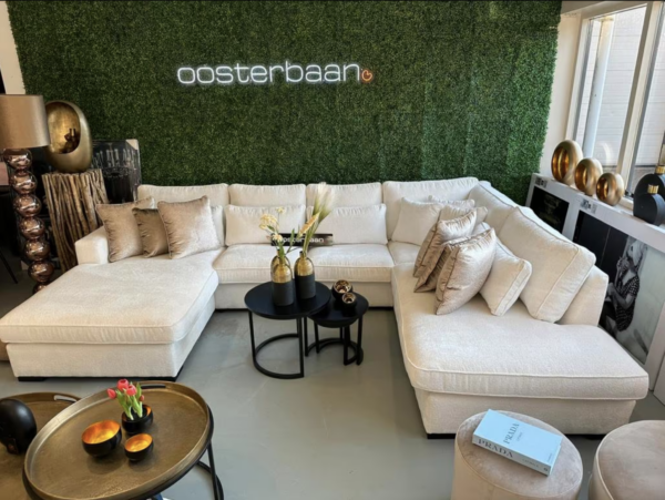 Luxe Velvet Teddy U Bank 195x360x245cm NIEUW Bergen904 Wit