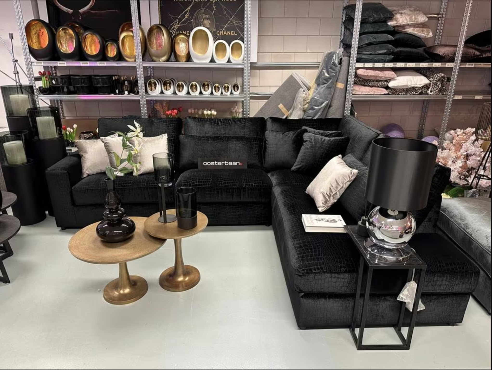 Luxe Velvet Croco Hoekbank Pocket NIEUW 310x250cm Zwart - UNIEK