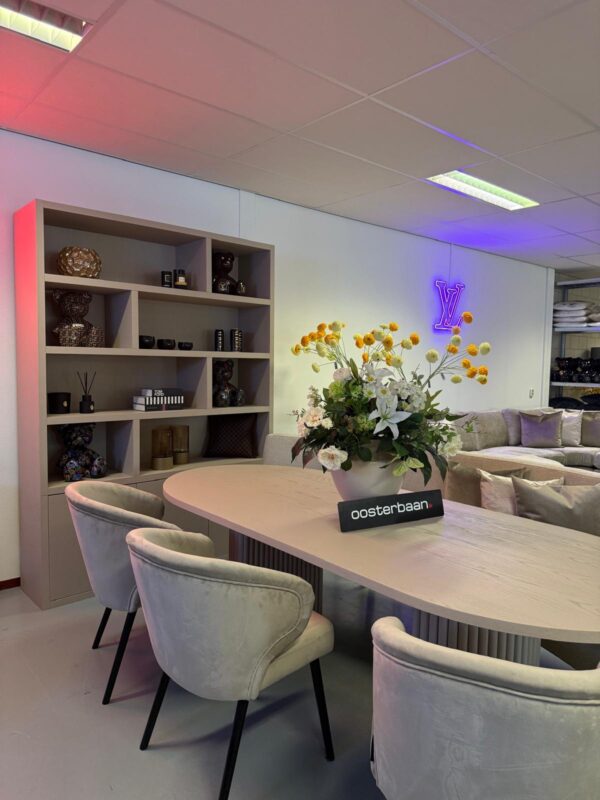 Luxe Beige Oak Wandkast - Vakkenkast Taupe 220x40x160cm NIEUW - Afbeelding 5