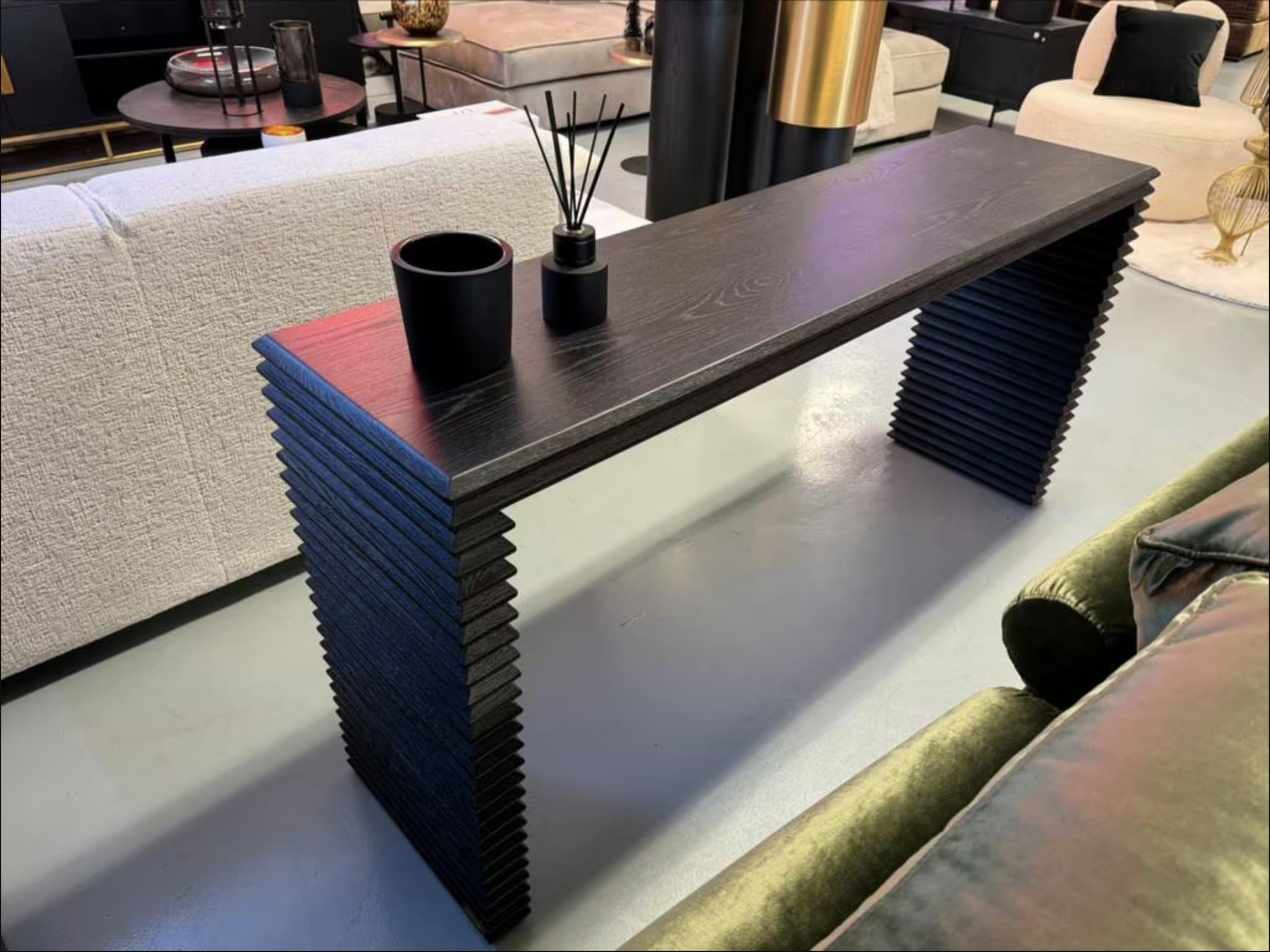 Luxe Black Oak Sidetable 160cm Zwart - NIEUW