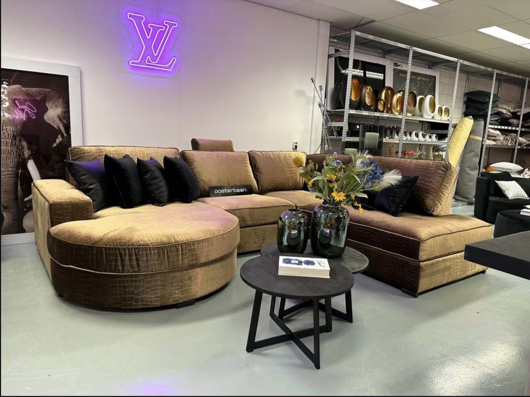 Luxe Velvet U-bank Mila Kemer104 170x322x250cm NIEUW - Gold