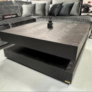 Luxe Visgraat Hamburger Salontafel Black Oak Zwart – NIEUW