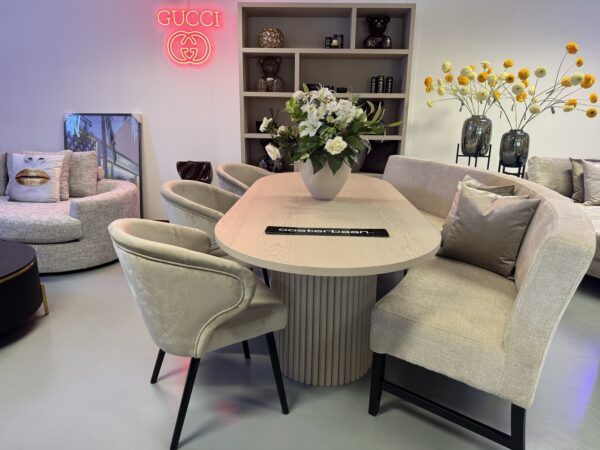 Luxe Beige Oak Wandkast - Vakkenkast Taupe 220x40x160cm NIEUW - Afbeelding 3