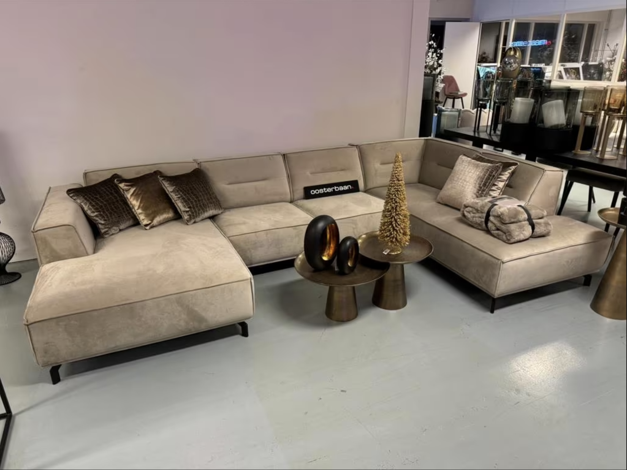 Luxe Velvet U-bank Lotte 170x350x200cm NIEUW Quartz903