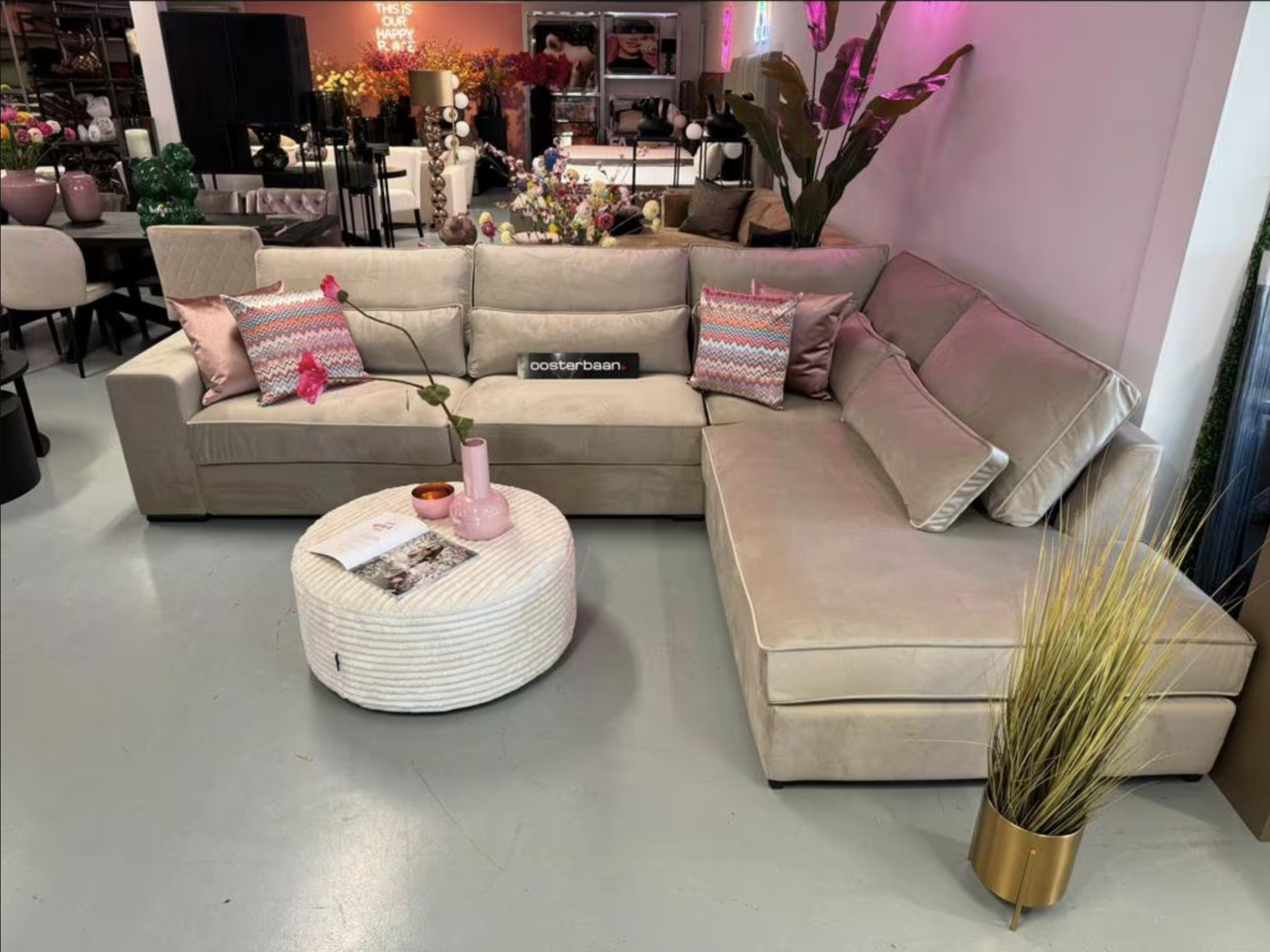 Luxe Velvet Hoekbank Lois 340x260cm Quartz903 NIEUW