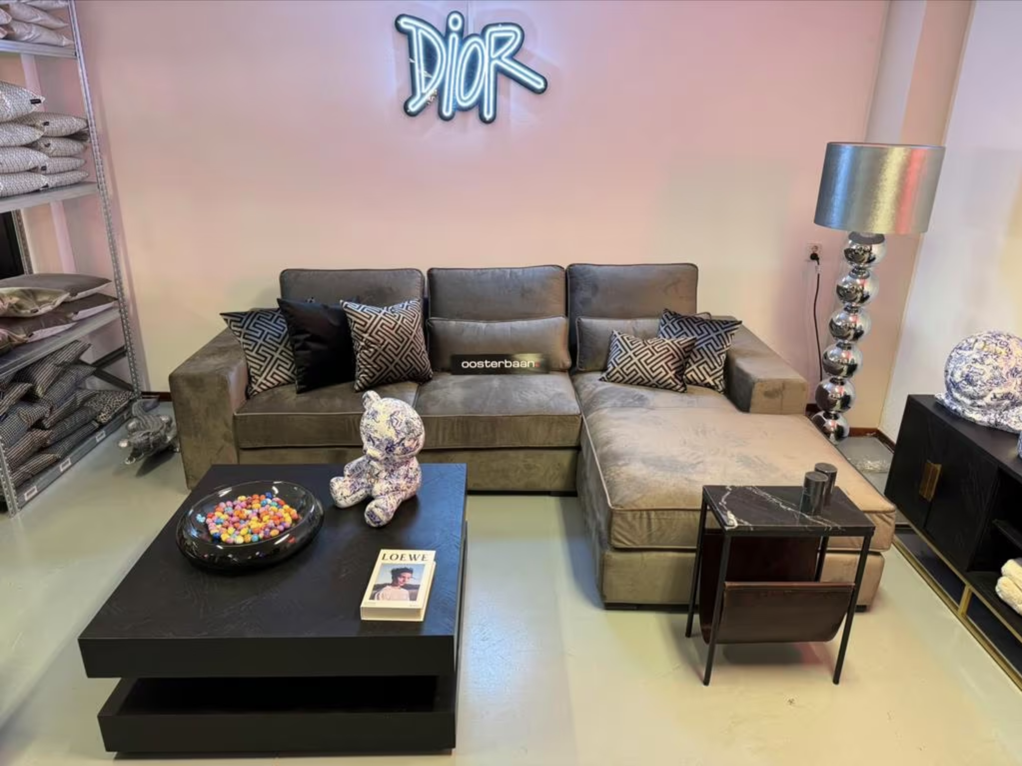 Luxe Velvet Loungebank Luna 290x200cm Quartz101 NIEUW