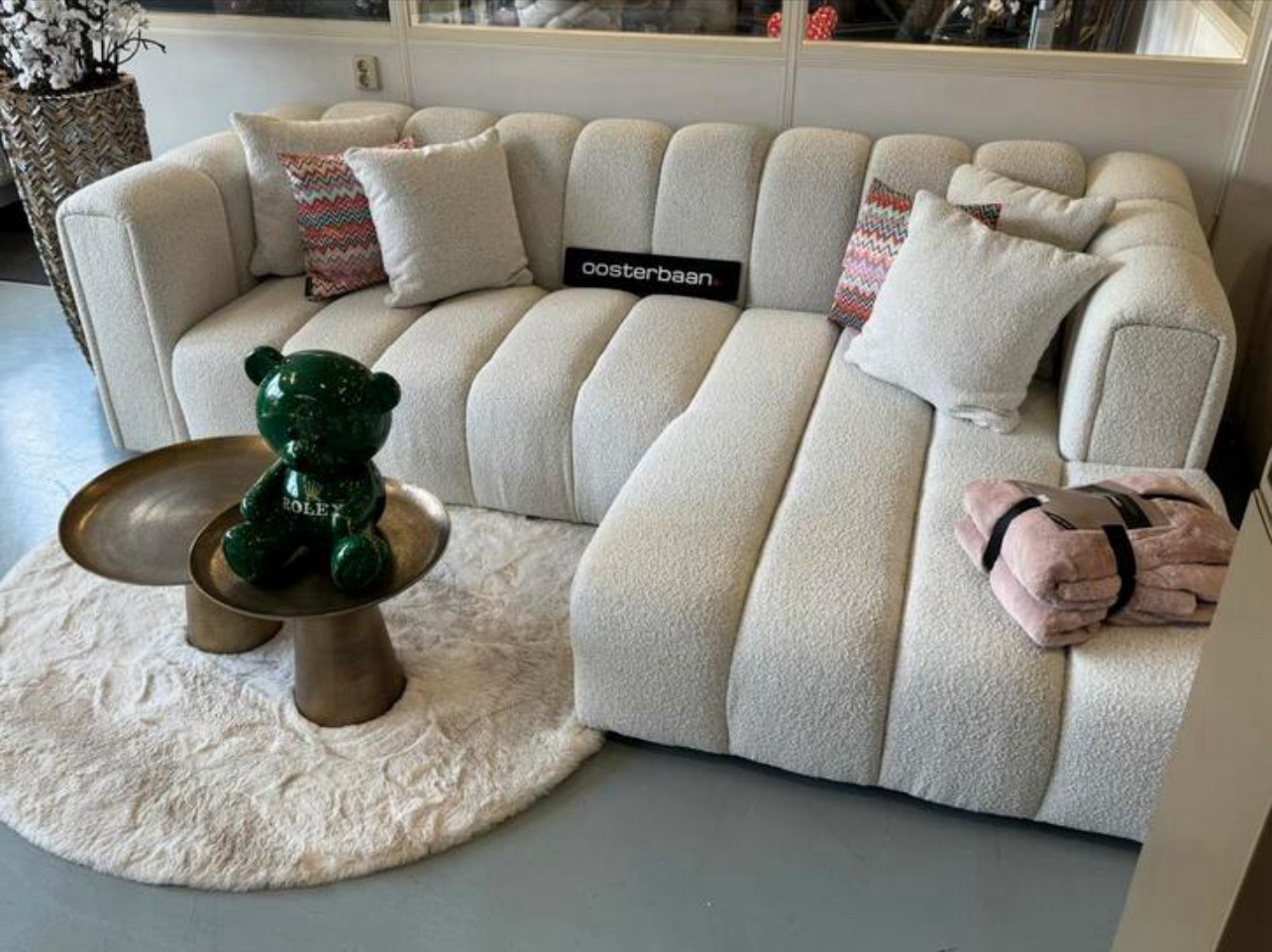 Luxe Velvet Teddy Loungebank Barry 280x175cm NIEUW