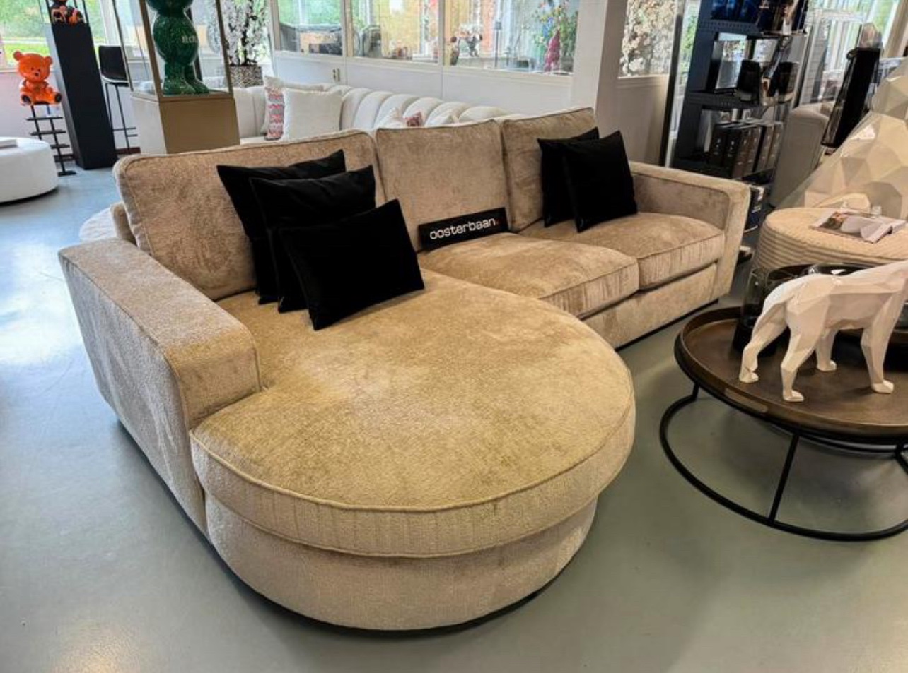 Luxe Velvet Teddy Loungebank Lio 170x280cm Beige NIEUW - Afbeelding 3