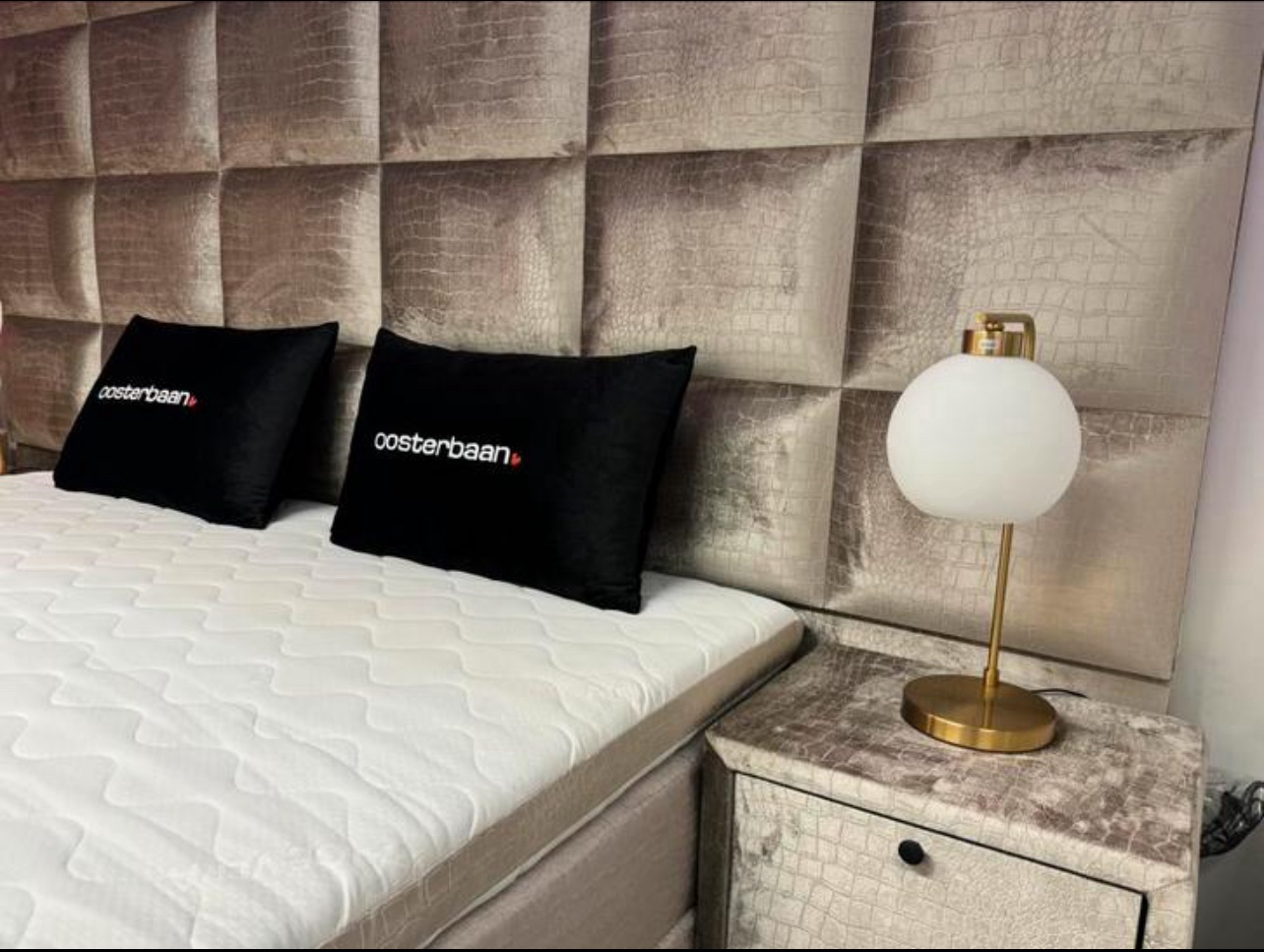 Luxe Velvet Croco Boxspring Aspen 180x200cm NIEUW Champagne - Afbeelding 3