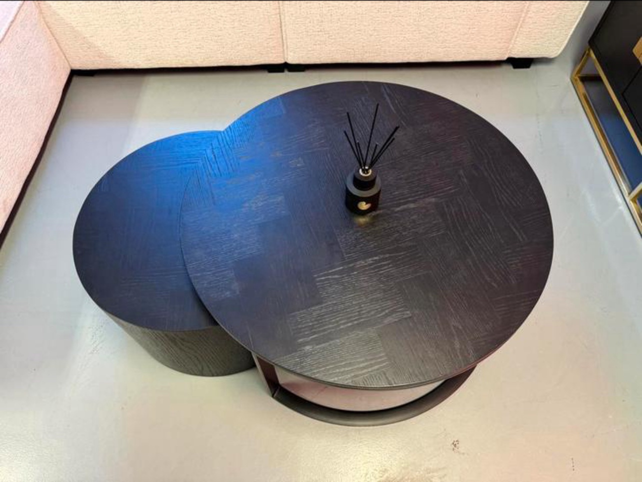 Luxe Visgraat Black Oak Salontafel Zwart set van 2 - NIEUW - Afbeelding 4