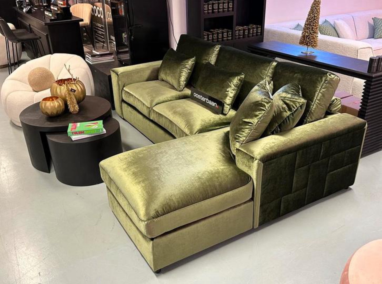 Luxe Velvet Loungebank Nepal 260x180cm NIEUW - Green - Afbeelding 3