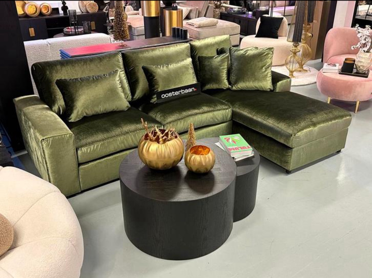 Luxe Velvet Loungebank Nepal 260x180cm NIEUW - Green - Afbeelding 2