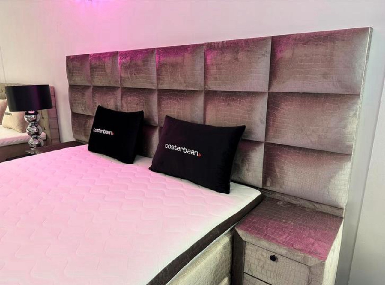 Luxe Velvet Croco Boxspring set Cava180x200cm NIEUW - Afbeelding 4