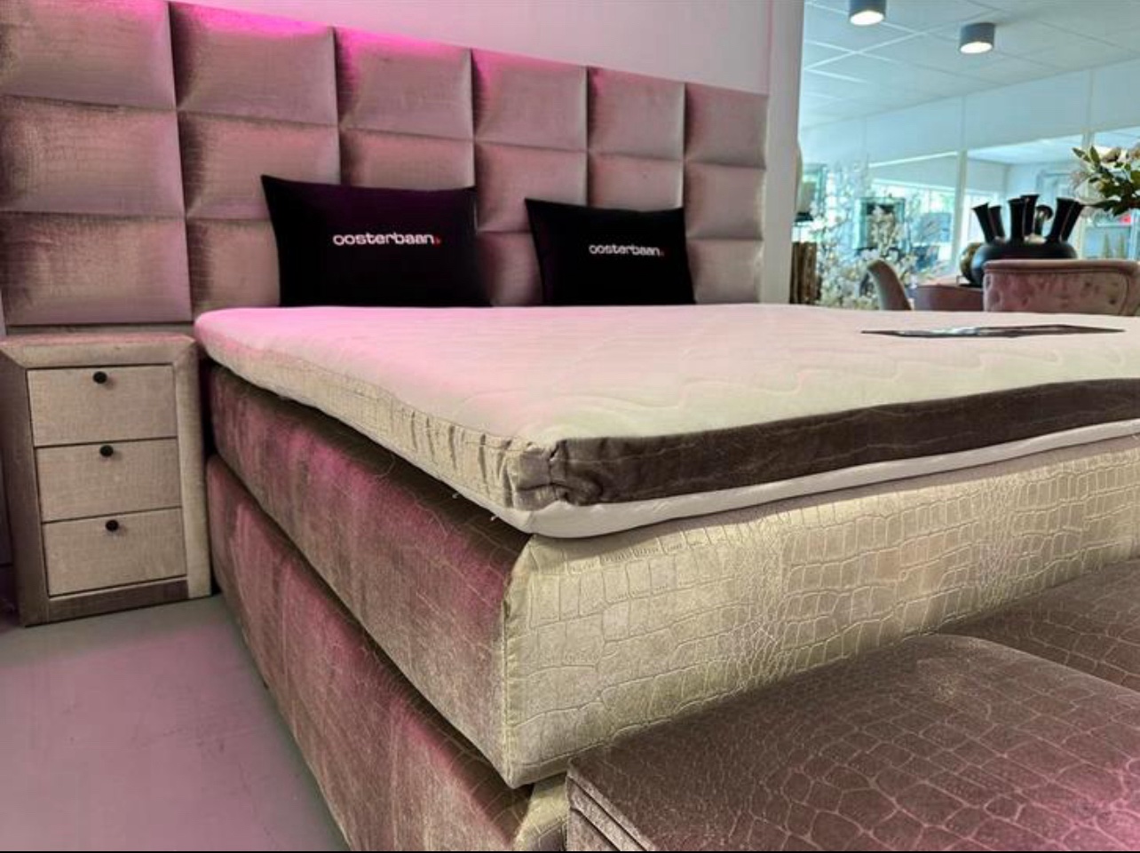 Luxe Velvet Croco Boxspring set Cava180x200cm NIEUW - Afbeelding 3