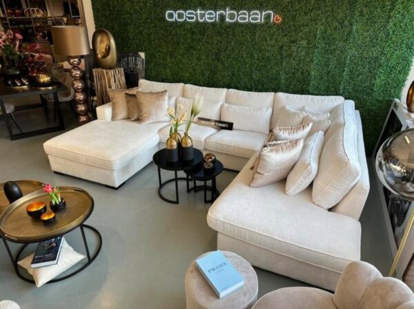 Luxe Velvet Teddy U Bank Costa 195x360x245cm NIEUW Bergen904 Wit - Afbeelding 2
