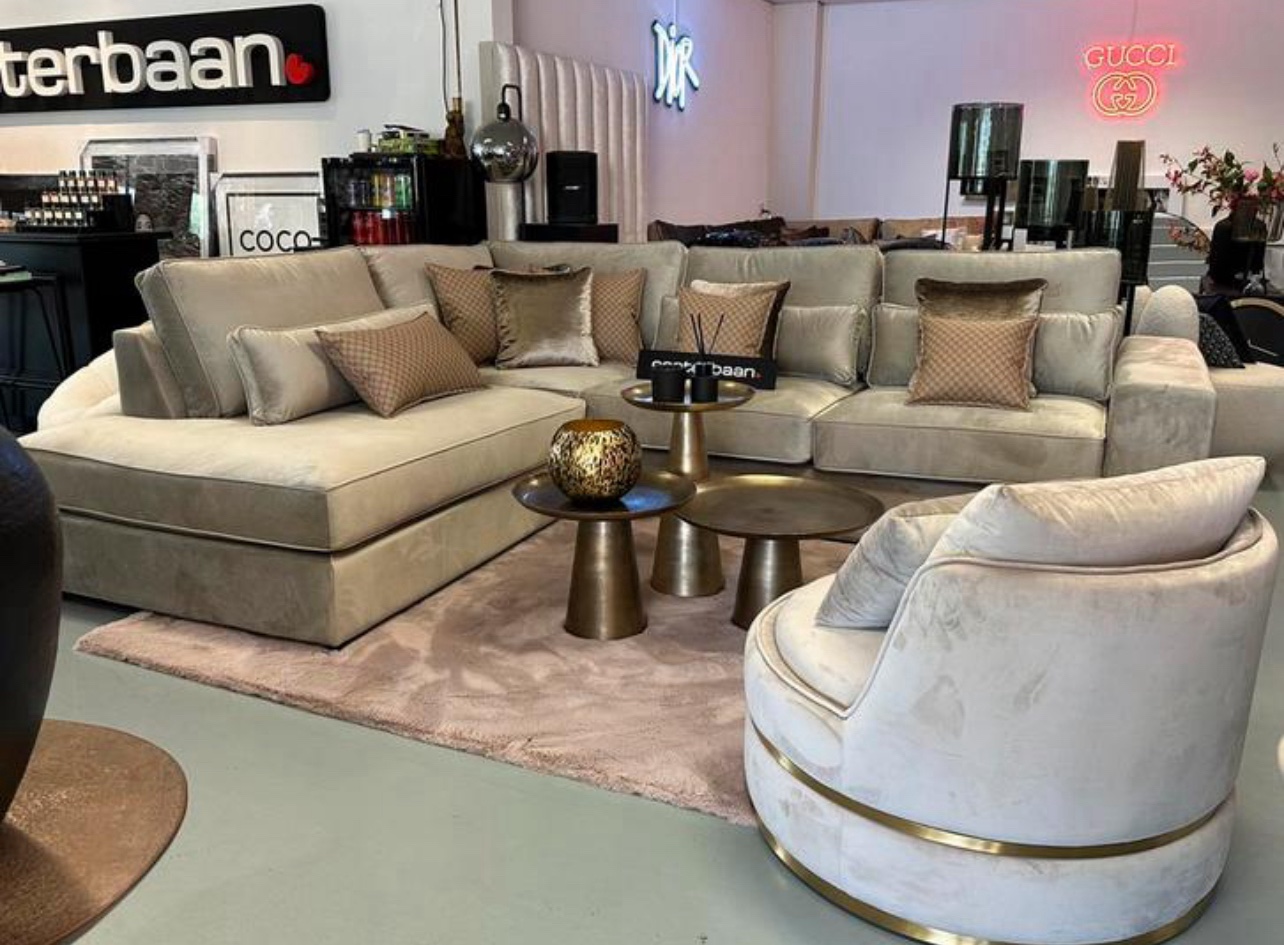 Luxe Velvet Hoekbank Lois 260x280cm Quartz903 - Afbeelding 2