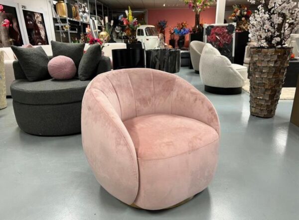 Luxe Roze Velvet Draaifauteuil Tess - NIEUW - Afbeelding 4