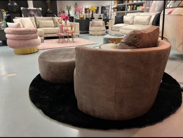 Luxe Velvet Draaifauteuil Anton + Poef UNIEK - Afbeelding 3