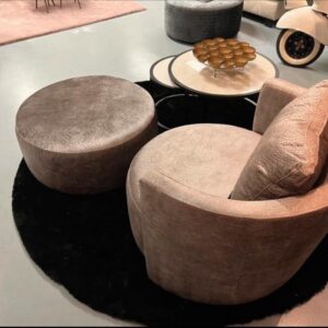 Luxe Velvet Draaifauteuil Anton + Poef UNIEK