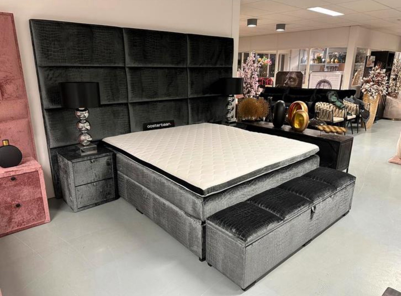 Luxe Velvet Croco Boxspring Valentijn 180x200cm NIEUW - Afbeelding 4