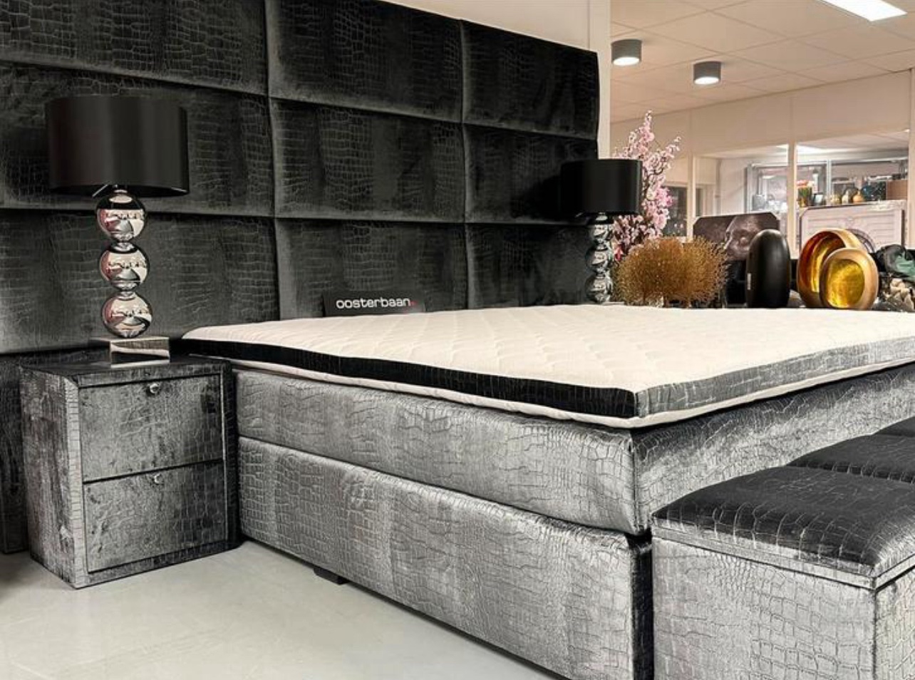 Luxe Velvet Croco Boxspring Valentijn 180x200cm NIEUW - Afbeelding 2