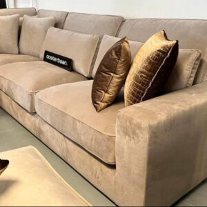 Luxe Velvet Hoekbank Pocket 250x310cm NIEUW – Khaki Velvet Beige