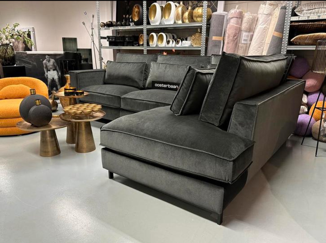 Luxe Velvet Hoekbank King 310x220cm NIEUW - Genova801 Grijs - Afbeelding 4