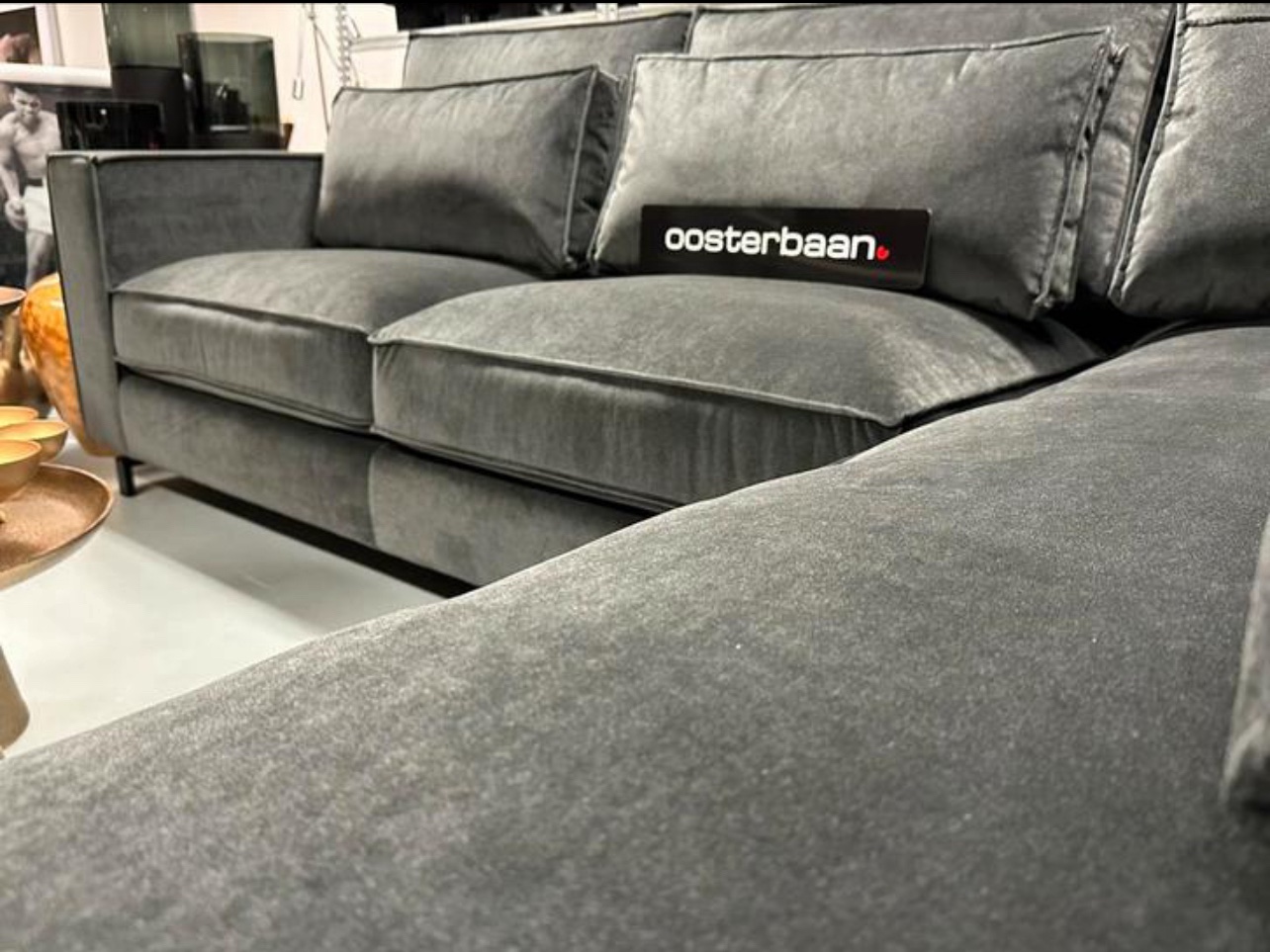 Luxe Velvet Hoekbank King 310x220cm NIEUW - Genova801 Grijs - Afbeelding 3