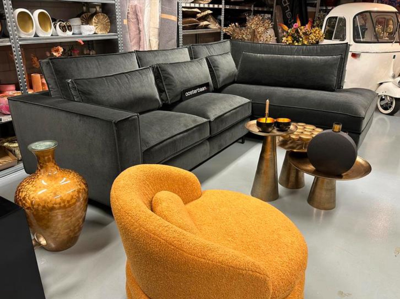 Luxe Velvet Hoekbank King 310x220cm NIEUW - Genova801 Grijs - Afbeelding 2