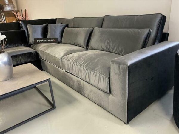 Luxe Velvet Hoekbank Pocket Grijs Chique 250x315cm - NIEUW - Afbeelding 3