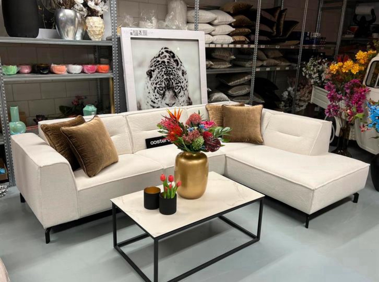 Luxe Teddy Hoekbank Lotte 280x200cm NIEUW - Wit