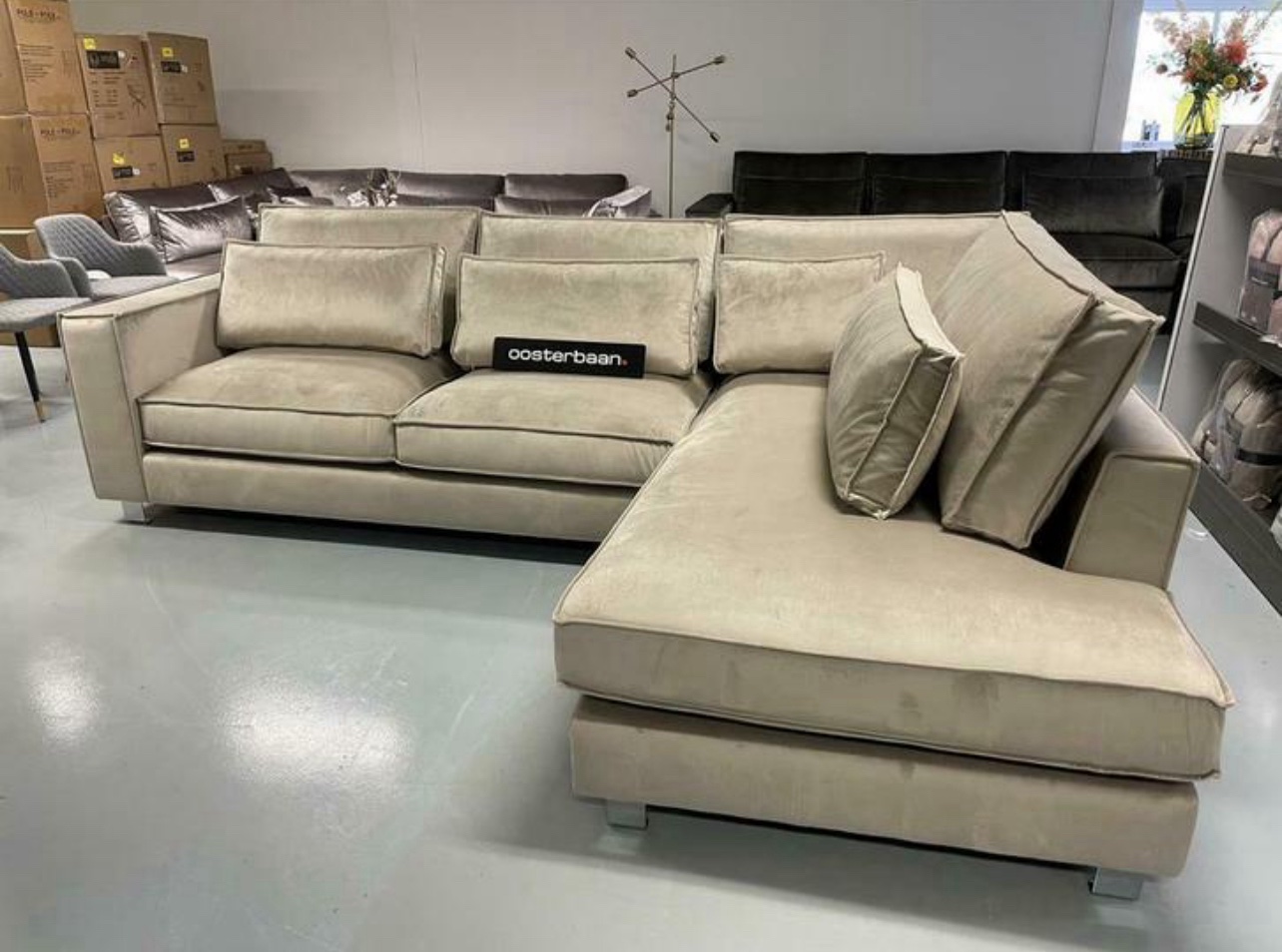 Luxe Velvet Khaki Hoekbank King 310x220cm - NIEUW - Afbeelding 4