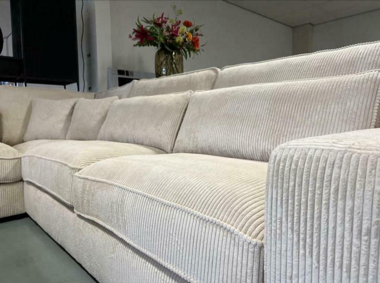 Luxe Beige Ribstof Hoekbank Pocket 250x315cm NIEUW - Afbeelding 4