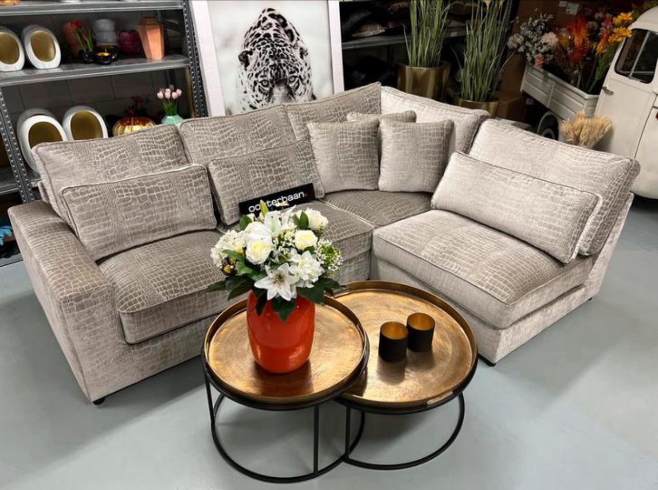 Luxe Velvet Croco Hoekbank Pocket 260x190cm NIEUW